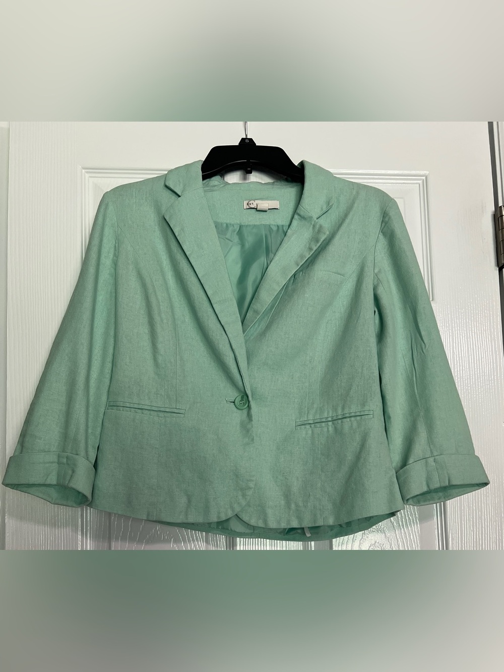 Mint Green Linen Blend Blazer, Size Small